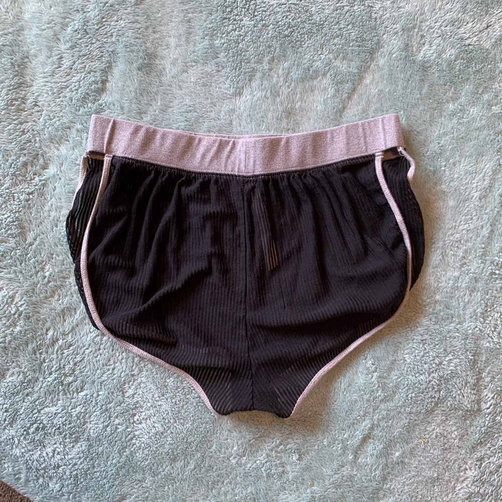 FP Movement Black Mesh Sheer High Waist Banded Waist Open Side Shortie Shorts XS - Picture 4 of 8